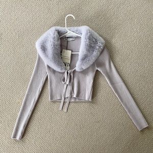 Zara Fur Trim Cardigan
